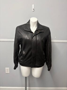 Overland Men's Lamb Black Bomber Aviator Leather Jacket Size Medium